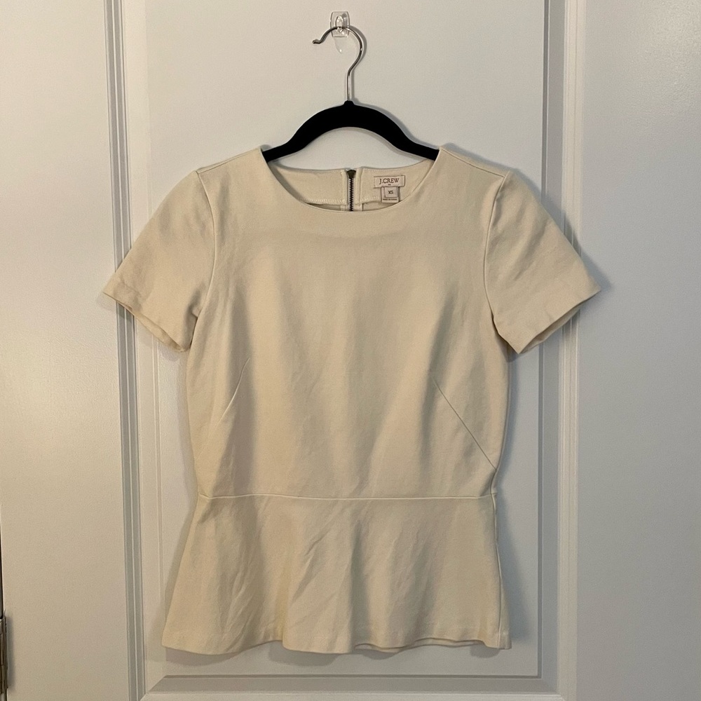 J. Crew Factory Cream Peplum Top